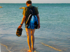 stroll on a white sandy beach of Zanzibar