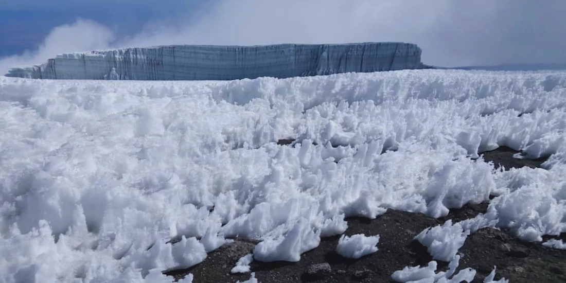 Ice penitentes on Kilimanjaro's northern ice field, above 5,000m